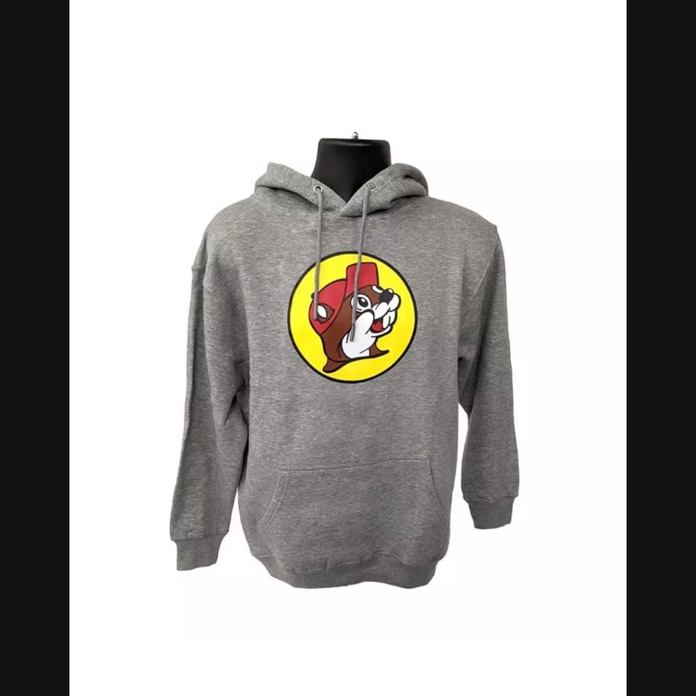 Gray Graphic Hoodie with Cartoon Logo